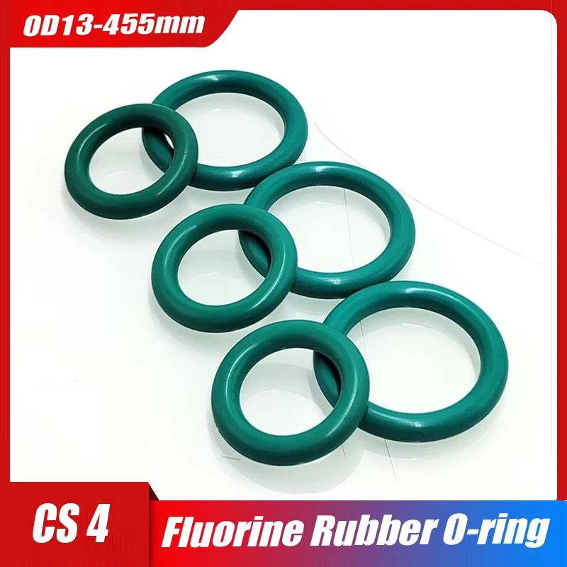 

FKM Green Fluorine Rubber O-Ring CS 4mm OD12-455mm Thickness O-Rings Sealing Gasket Oil Resistant Acid & Alkali Resistant 1Pc