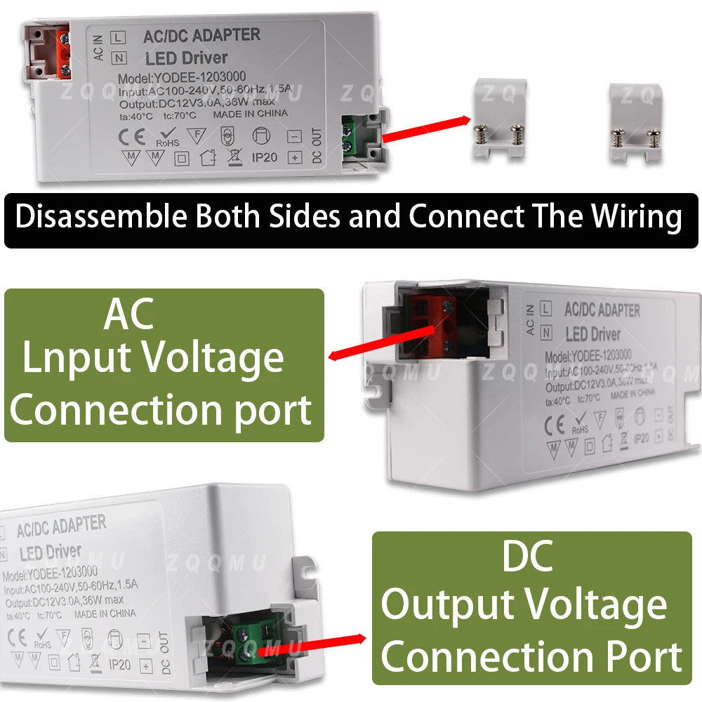 LED Transformer 12V DC Power Supply Adapter 12W 24W 36W 48W AC 100-240V Constant Voltage Converter for LED Strip Light Projects