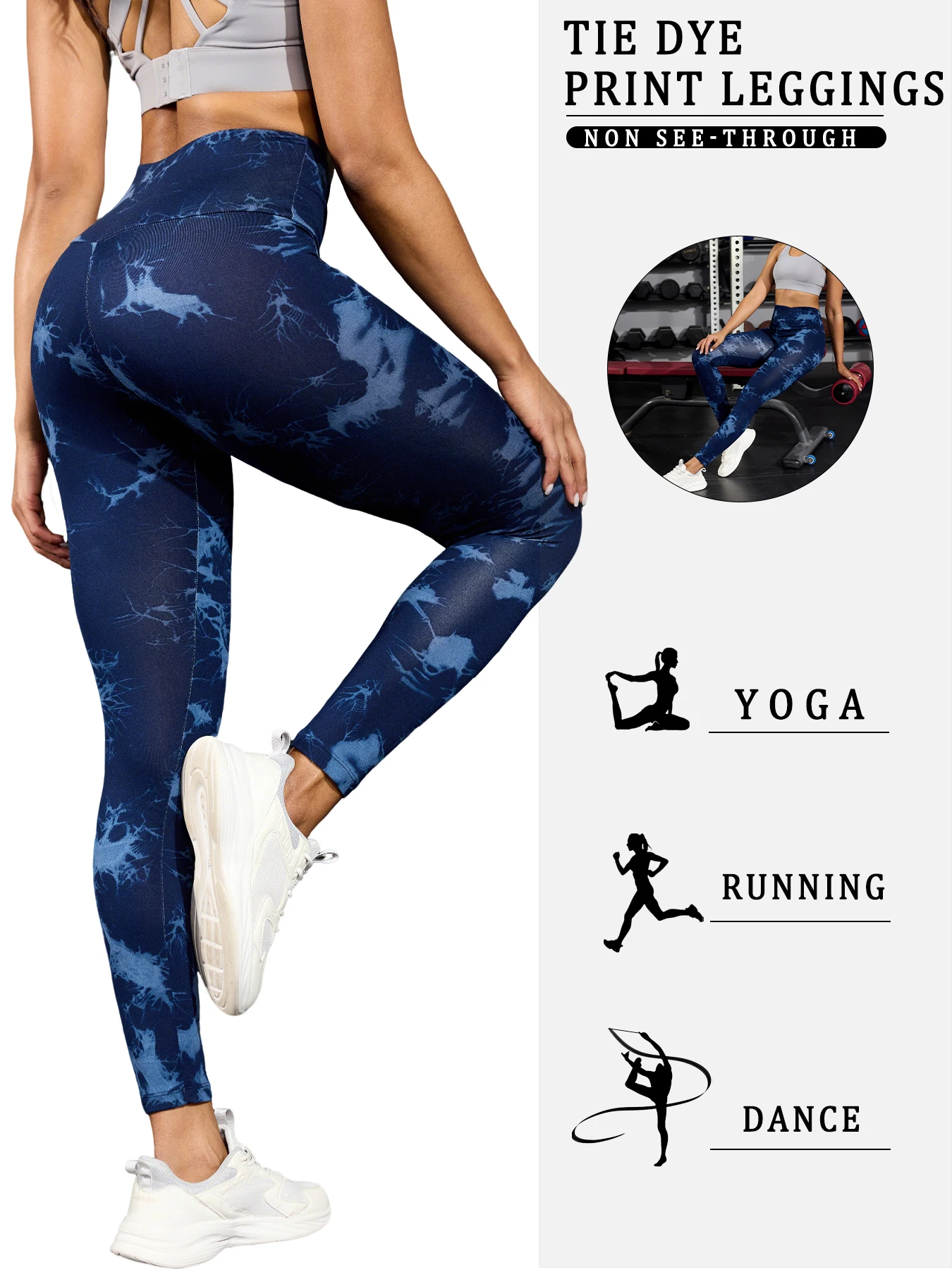 

Super Soft High Waisted Tie Dye Leggings for Women Yoga Running Gym No See Through Workout Athletic Tights Push Up Gym Fitness