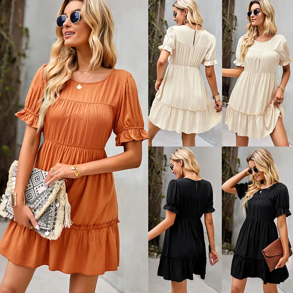 

Casual Vacation Dress 2022 Summer Temperament Elegant A-Line Midi Dress Elegant Vintage Female Dress