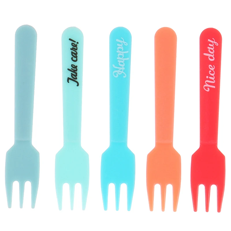 5 قطعة شوكة الفاكهة البلاستيكية الملونة الكرتون الصغيرة الأطفال وجبة خفيفة كعكة الحلوى الغذاء الفاكهة اختيار مسواك بينتو الغداء ديكور الحفلات