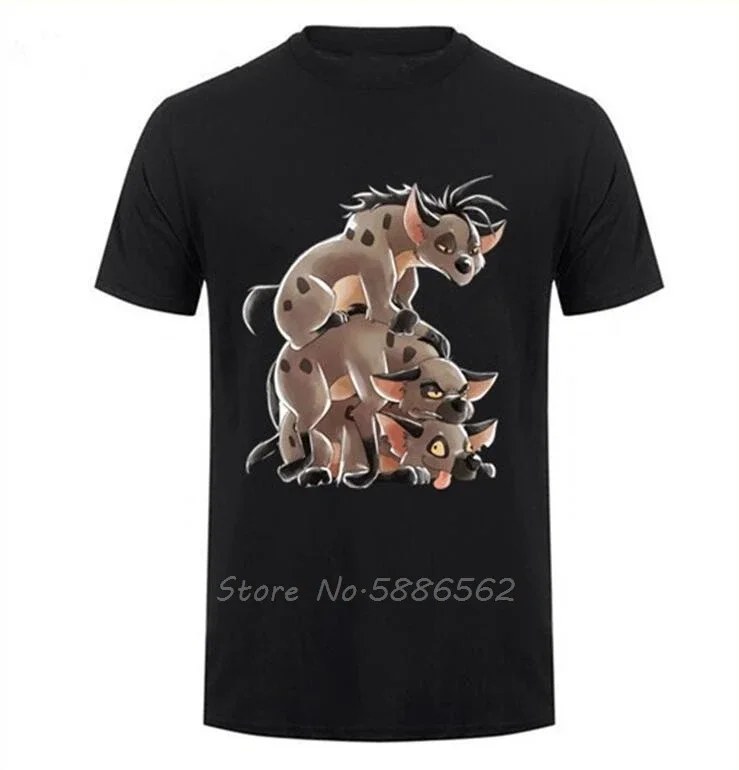 Fashion Print Hyena Stack T Shirt Men Mufasa T-shirt Male Lion King Simba Tshirt Harajuku Cotton Tops Hipster Tee Shirt