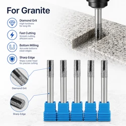 6mm-16mm Flat Bottom Sintering Cutter with Groove Diamond Stone Router Bits End Milling Tools Slotting Engraving Cutting Granite