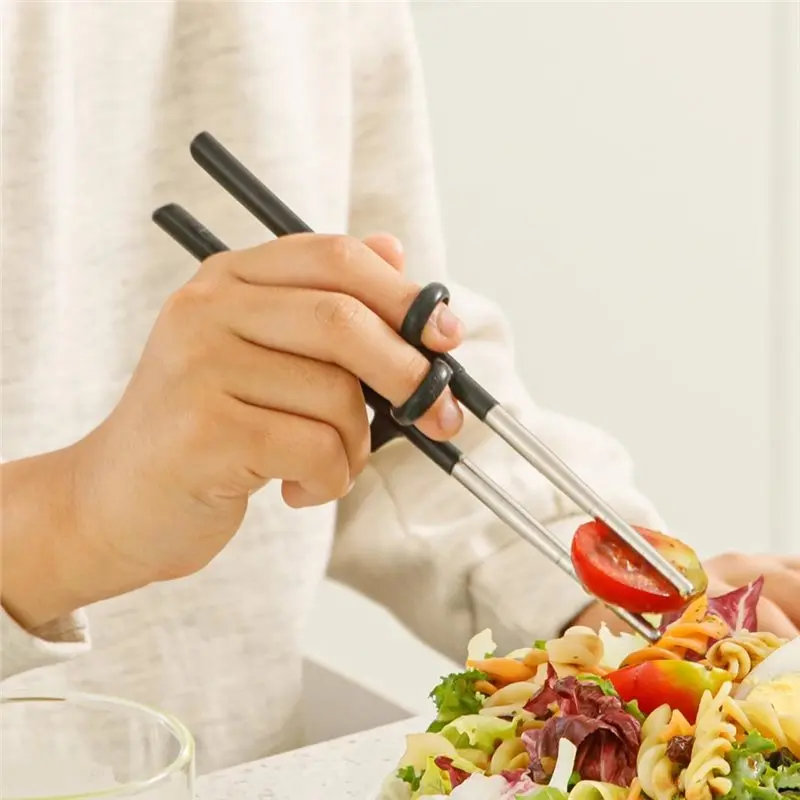 B62B Stainless Steel Training Chopsticks for Beginner Simple Corrective Chopsticks Ergonomic Design for Kids Adults Learning