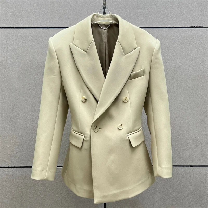 

Women's jacket New spring 2026 double breasted slim fit lapel long sleeved top casual office women's coat Women's suit jacket