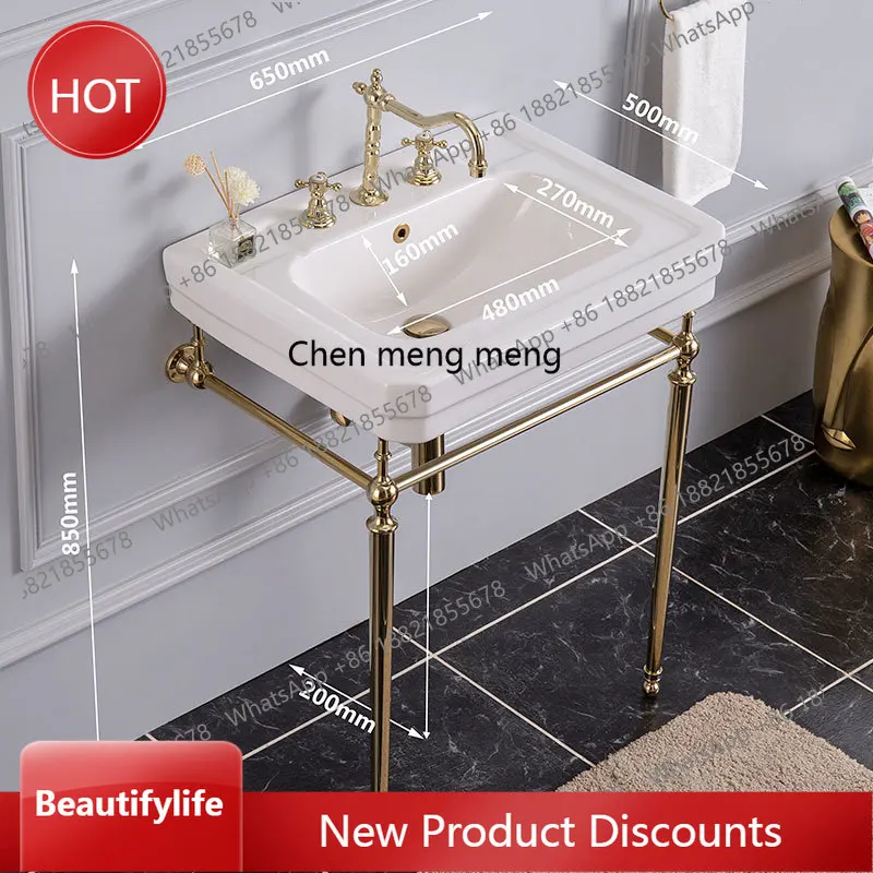 

zq10 Nordic light luxury brass bracket face wash British simple retro bathroom combination basin