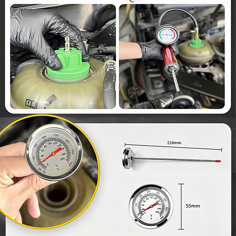 54-Piece Car Radiator Pressure Testing and Leak Detection Kit: Antifreeze Changer, Pressure Gauge, and Pressure Testing and Leak