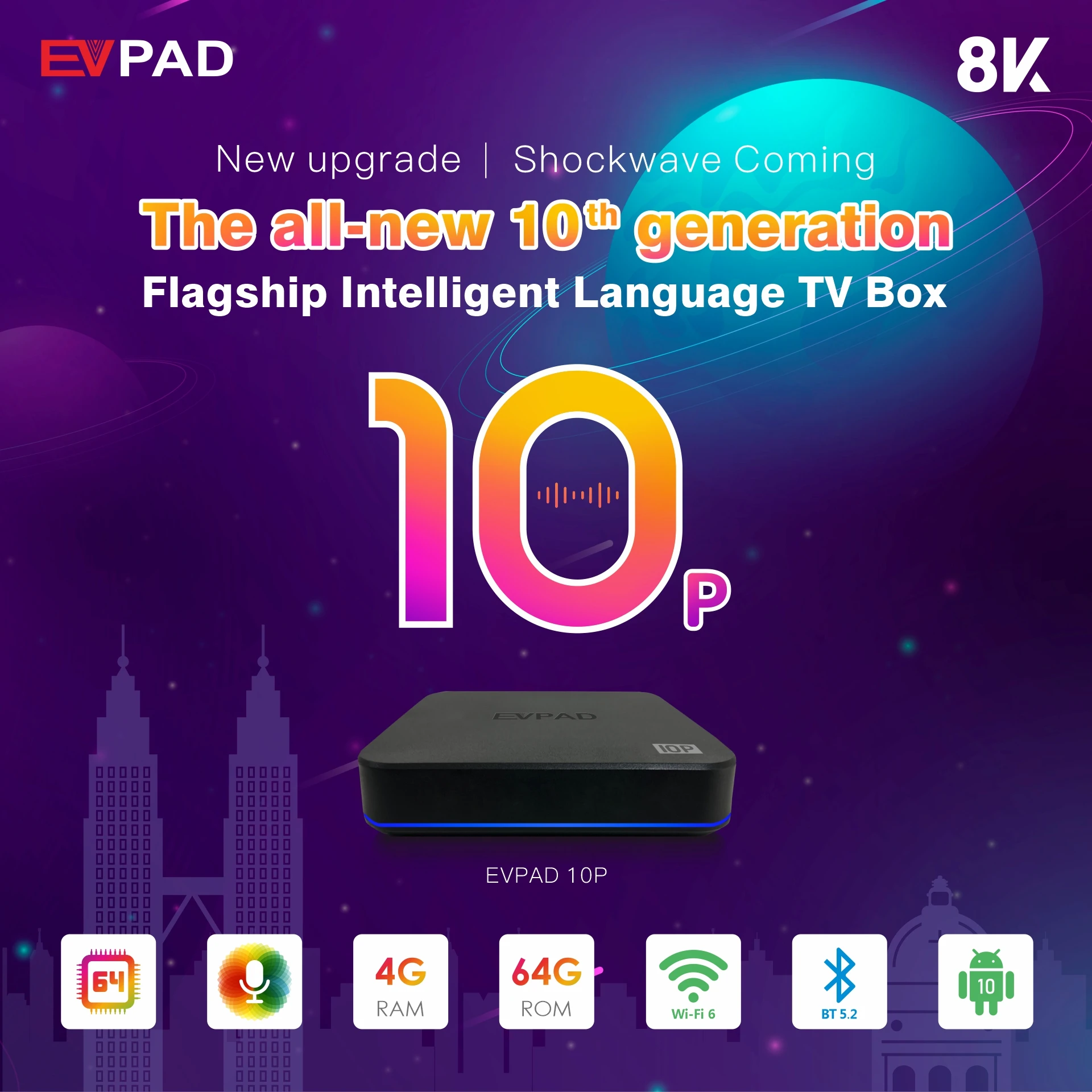 [My]2024 New EVPAD 10P 10S 2GB 32GB 4GB 64GBEVPAD 8k tv box hot in Korea Japan Singapore USA CA UK newzland Australia evpad