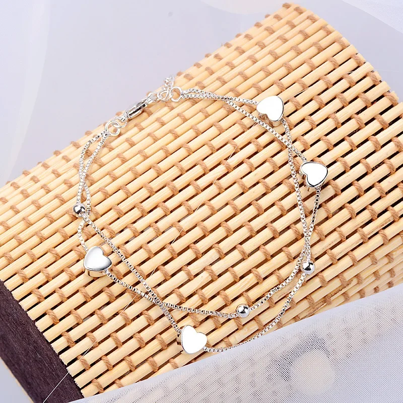 Special offer 925 Sterling Silver charms Heart Bracelets for Women Fashion Jewelry Party Wedding Engagement Christmas Gifts