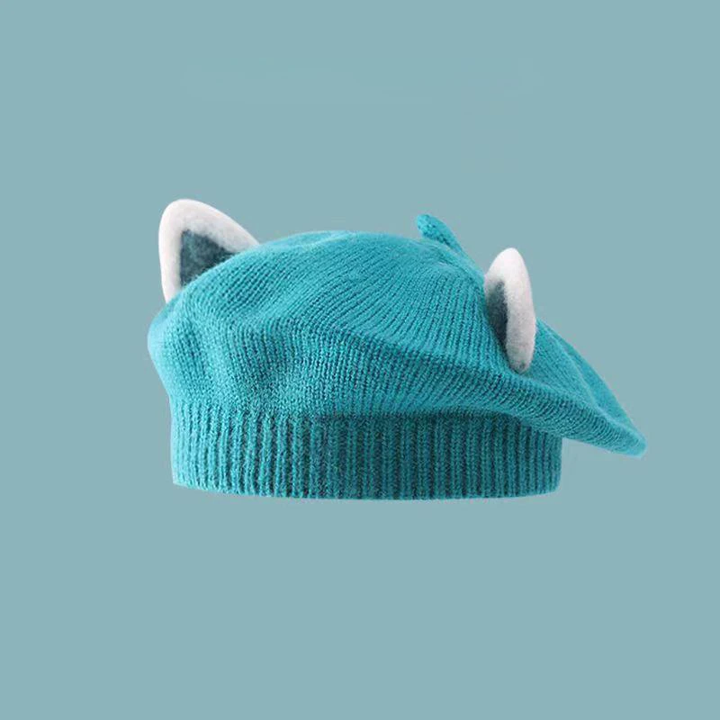 Autumn Winter Baby Beret Cute Kids Autumn Painter Hat Girl Infant Boy Sweet Cat Ears Cartoon Beanie Knit Caps