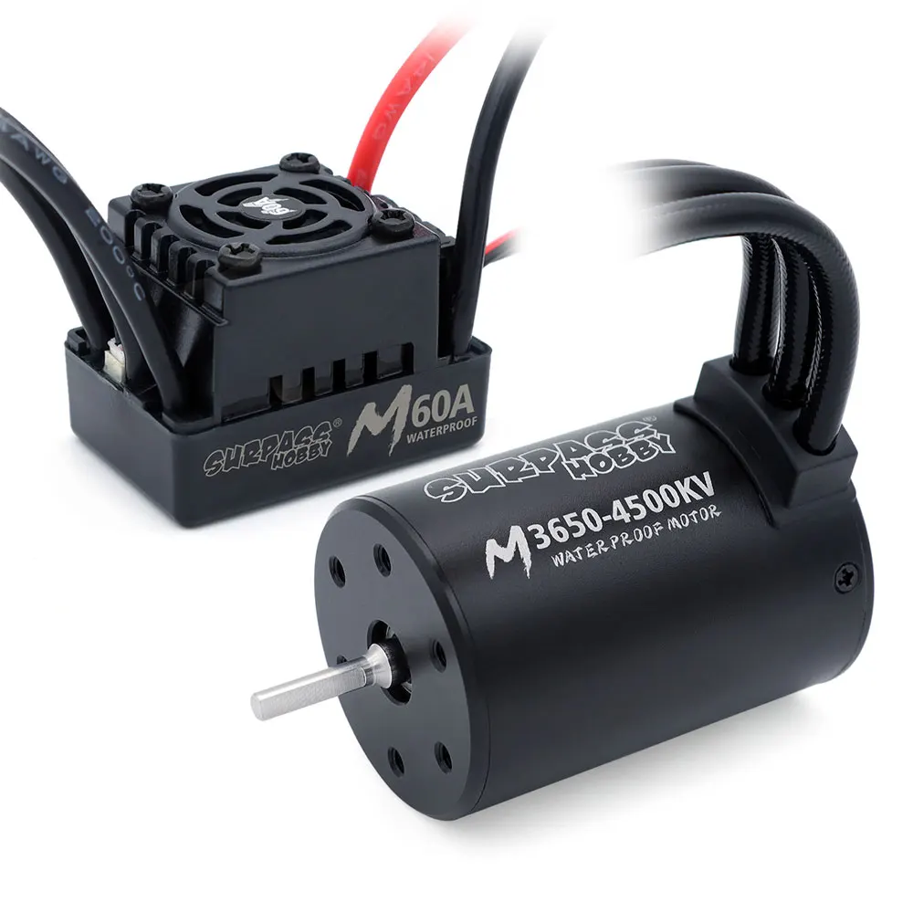 SURPASS HOBBY Combo M3650 M3660 Waterproof Brushless Motor 3.175mm Shaft with M60A ESC for 1/10 RC Car Traxxas Truck Off-Road