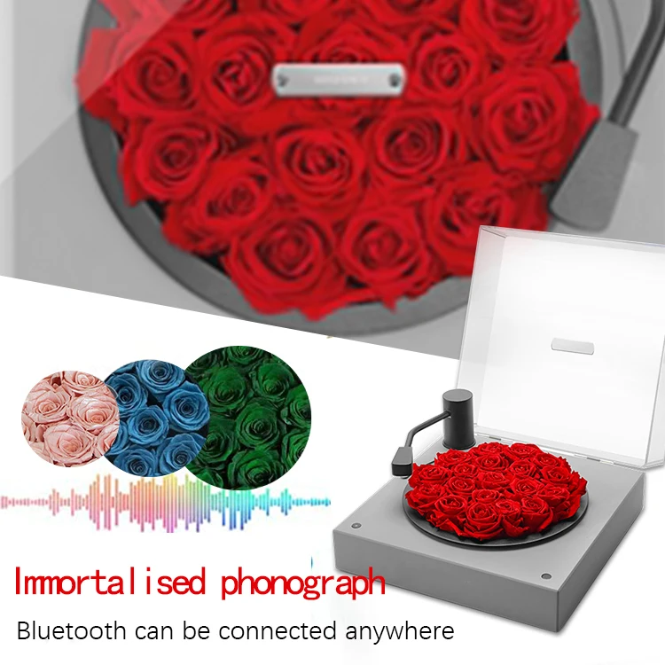 Square transparent acrylic rose cassette player Valentine's Day birthday party gift box Mother's Day gift