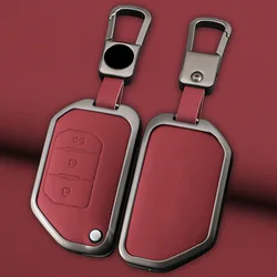 Car Flip Key Case Cover Shell Fob For Jeep Gladiator JT Sahara JLU Wrangler JL Rubicon 2018 2019 Alloy Leather Auto Keychain