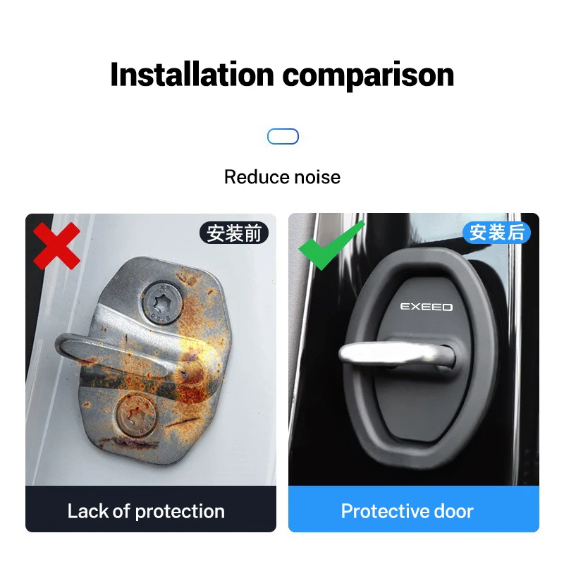 4pcs Mute Damping Cushion Silicone Car Door Lock Buckle Cover  For Skoda Octavia KAMIQ KODIAQ SUPERB RAPID KAROQ FABIA YETI