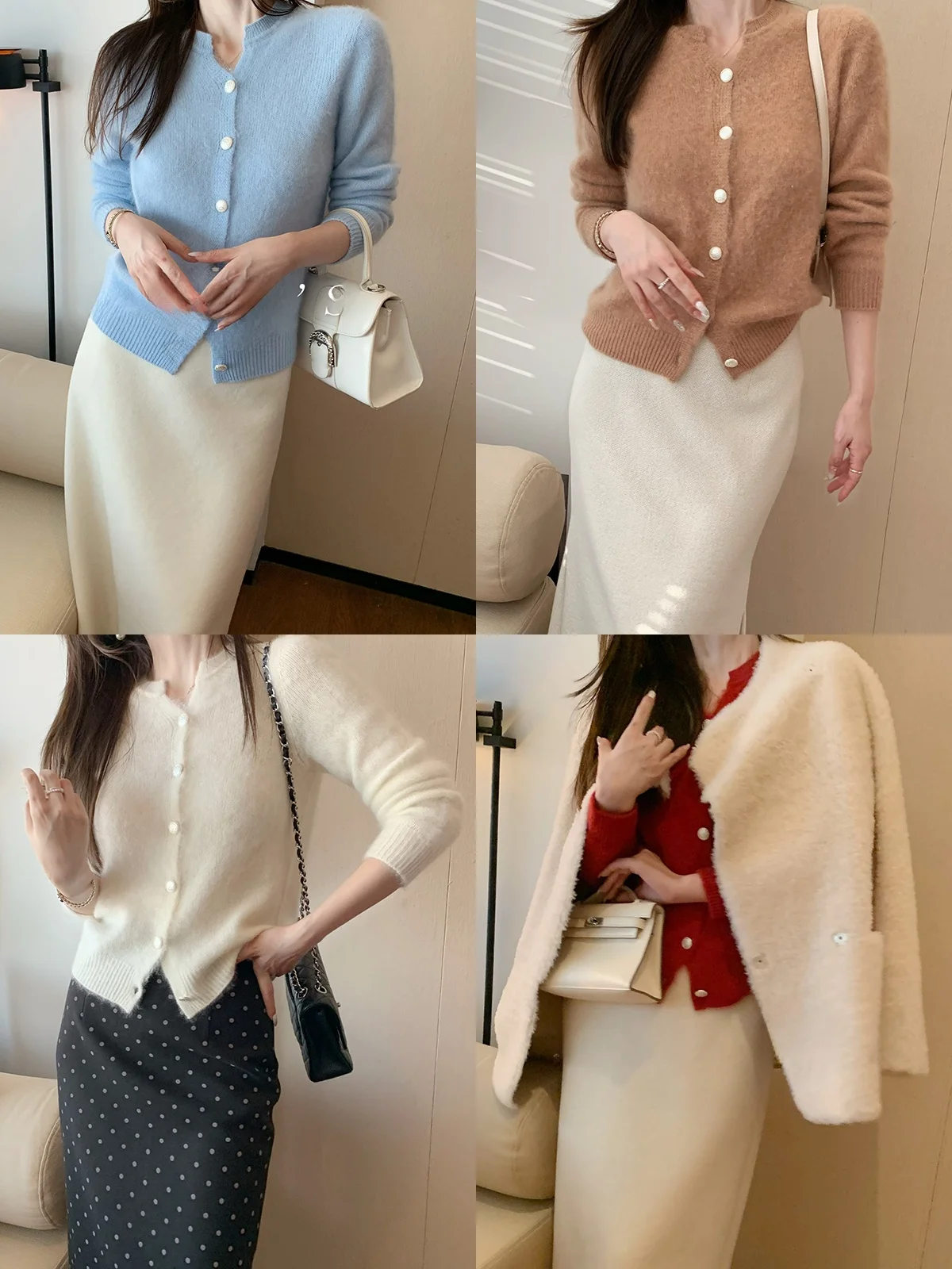 

Женский вязаный шерстяной кардиган DAJO'S Red Label Cloud Mist с круглым вырезом, мягкий, пушистый, уютный, для создания теплой атмосферы, в стиле Ele Sle