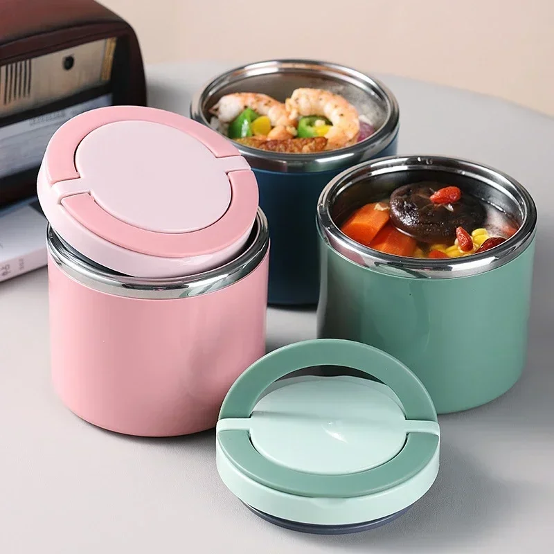 630/1000ml Food Thermal Jar Insulated Soup Cup Stainless Steel Vacuum Cup Lunch Box With Handle Portable Sealed Bento Box JJ2706