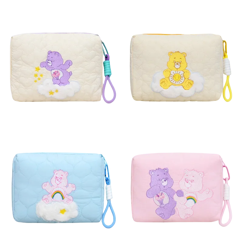 MINISO Cartoon Carebears Large-capacity Toiletry Storage Bag for Girls To Travel Hand-to-hand Skin Care Makeup Bag for Girls