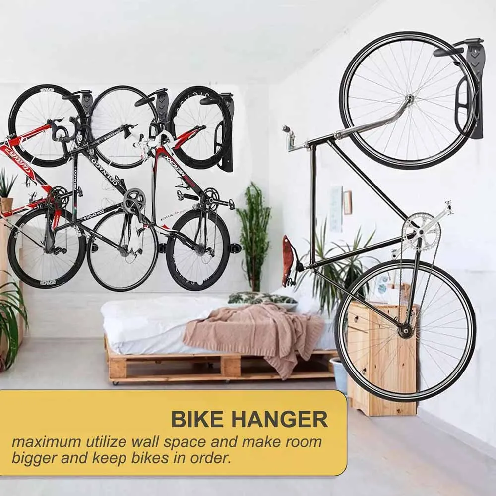 Bike Stand Wall Mount Bicycle Holder Mountain Bike Rack Stands Storage Hanger Hook Mounted Rack Stand Steel Black