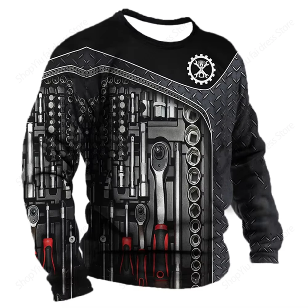 

Мужская футболка с длинным рукавом 3d Футболка с графическим принтом Механик Механик Мужская модная футболка Уличные топы Футболки Летние рабочие футболки