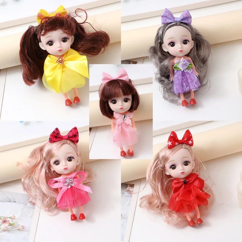 12cm Doll Keychain Pendant Joints Moveable Mini Cute Princess Doll Dress Up Toys Cute Girl Toy Keychain Bag Charm Children Gift
