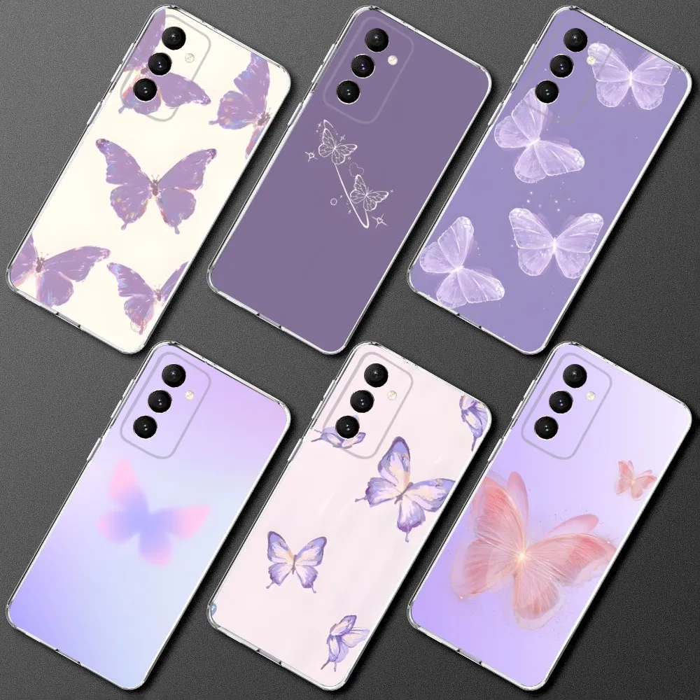 

Pink Butterfly Pattern Phone Case Silicone Case For Samsung S30,S23,S21,S22,S20 Ultra,S20 FE lite,S10,S9,S8 PIus Cover Clear
