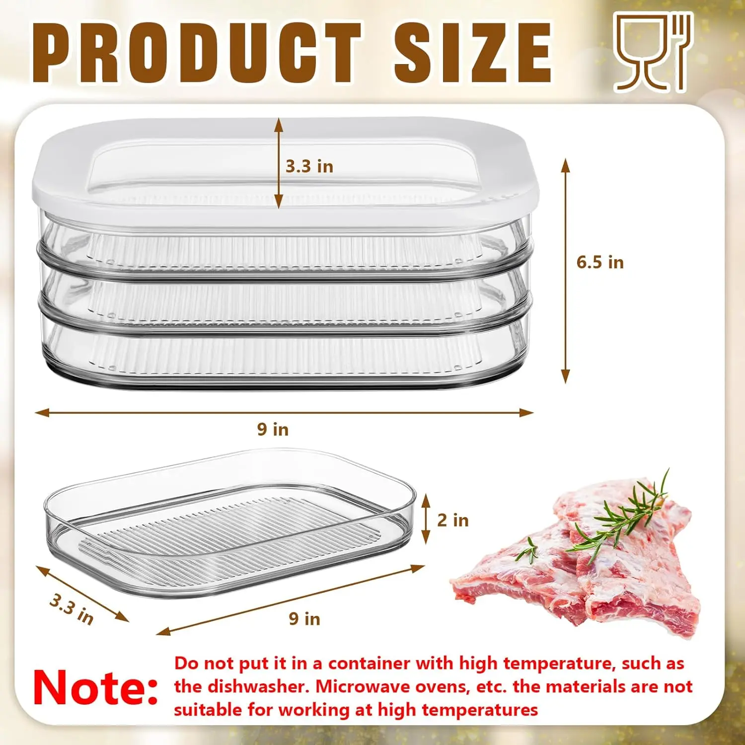 Deli Meat Bacon Cheese Container Set Fridge Stackable Food Box Airtight Organizer Lunch Holder