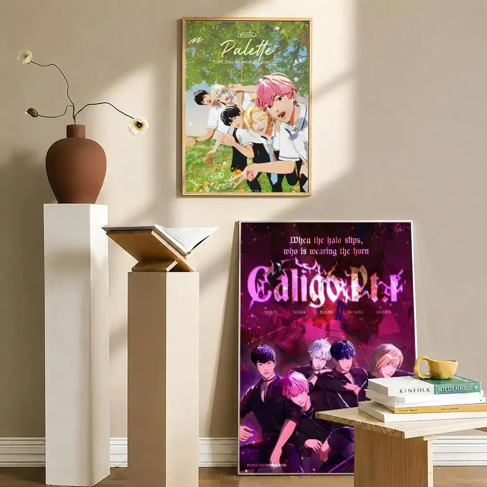 Futuristic K-Pop PLAVE Poster Vintage Retro Anime Poster Stickers Peel and Stick Wall Art Home Decor - view 3