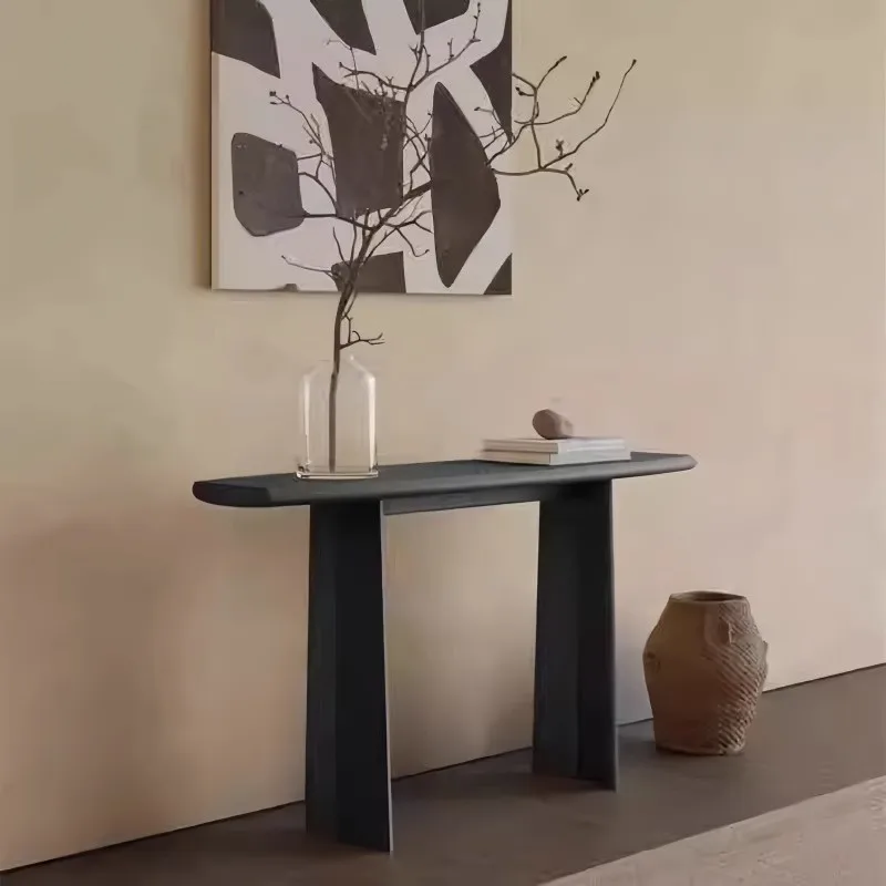 Wabi Sanfeng solid wood entrance table B & B hotel living room retro old decorative strip case against the wall solid wood entra