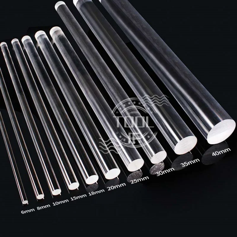 Length 50cm 1/2Pcs Transparent Acrylic Solid Rods Diameter 2-55mm Round Bar for DIY Decor Accessories Jewelry Holders Custom