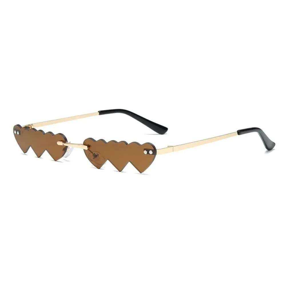 New Love Heart Shaped Rimless Sunglasses UV400 Fancy Accessories Party Shades Eyewear Metal Frame Sun Glasses Women Men