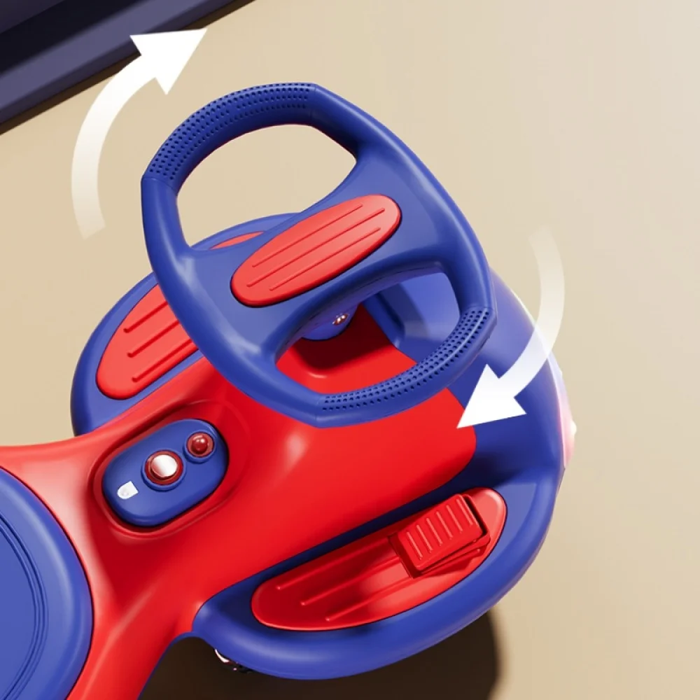 Mobil Goyang Listrik dengan Pedal, Baterai Isi Ulang 2-in-1, Mobil Ayun 2 Motor, Mainan Tunggang Anti-Terguling dengan Roda Berlampu