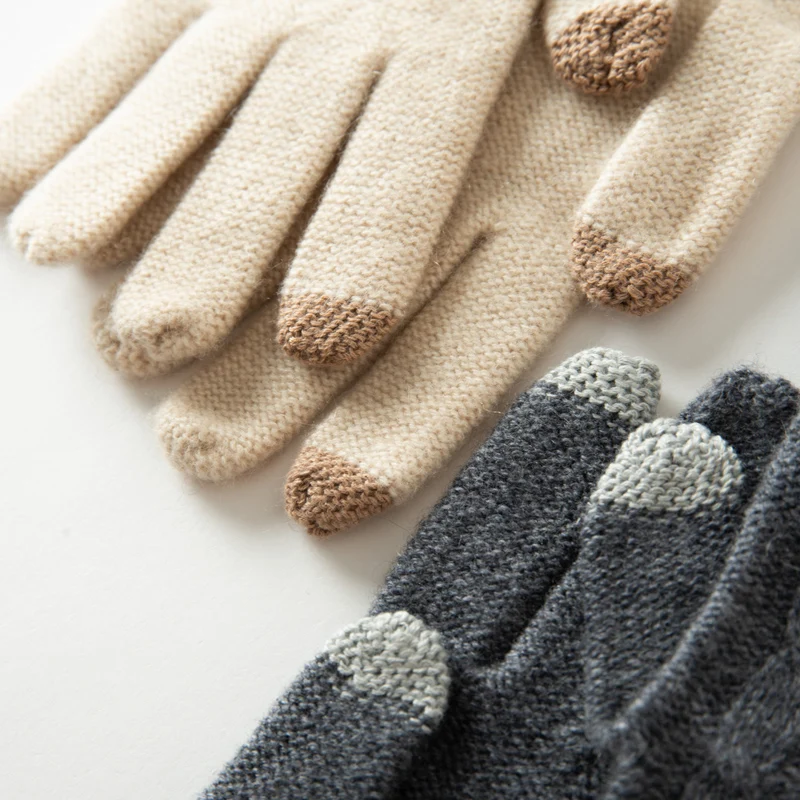 Winter High-Quality Cashmere Touch Screen Gloves Women Soft Warm Stretch Knit Mittens Full Finger Guantes Female Crochet Luvas