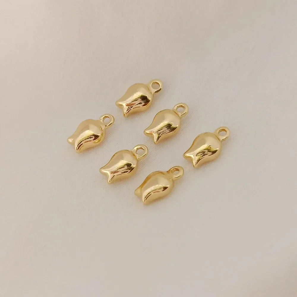 

14K Gold-plated Copper with Real Gold Flower Bud Pendant, Bracelet, Necklace, Diy Jewelry, Small Pendant and Accessory