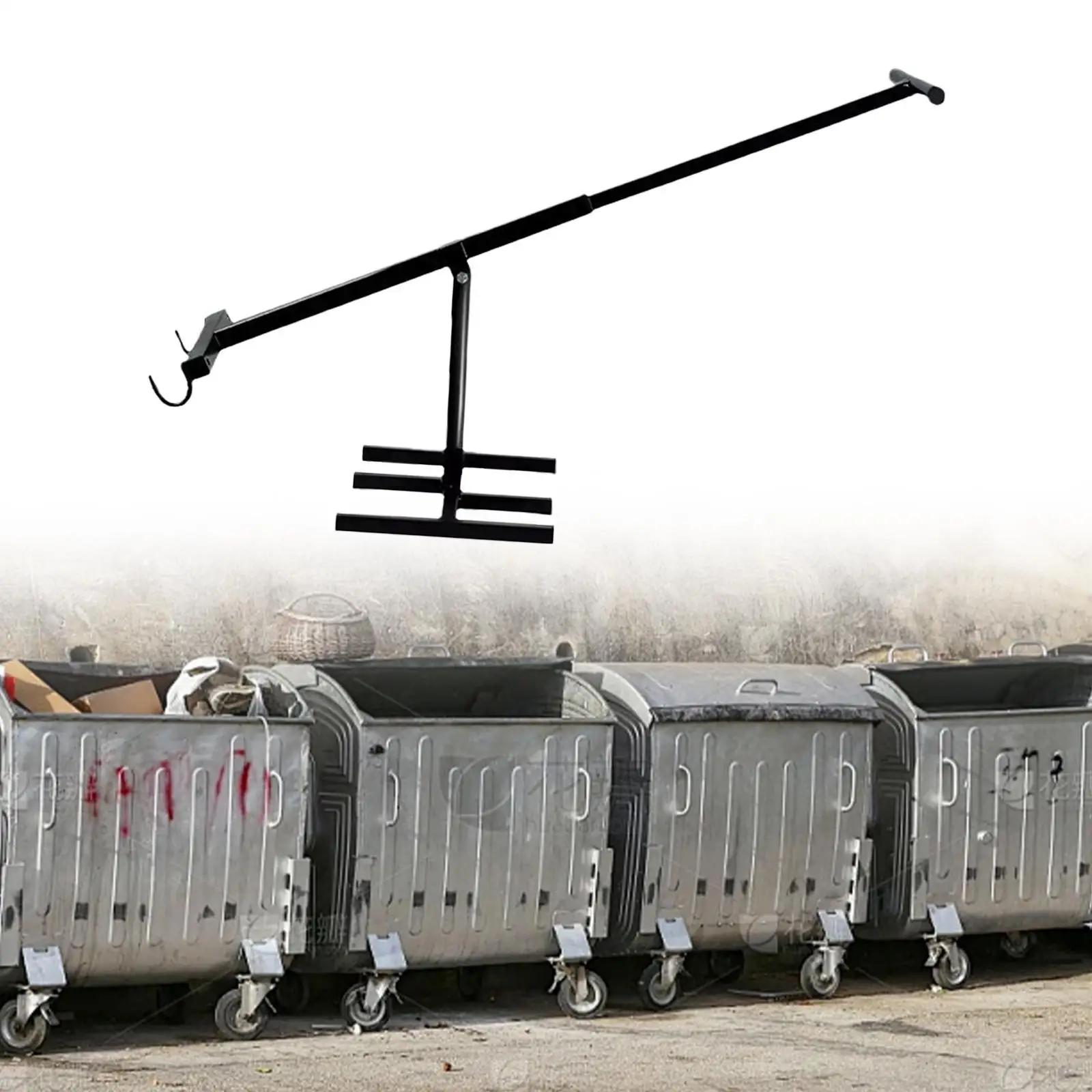 Manual Trash Compactor Tool Heavy Duty Sturdy Iron Compacting Trash Can Tool, Efficient Touchless Trash Bin Compactor