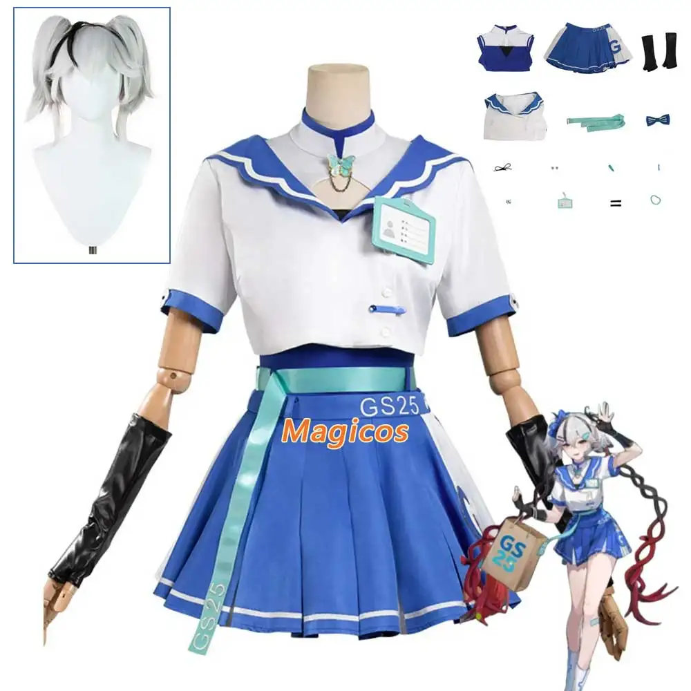 

Game Wuthering Waves Camellya Cosplay Costume Doujin Wig Japanese JK School Uniform Skirt Woman Lovely Halloween Campus Suit