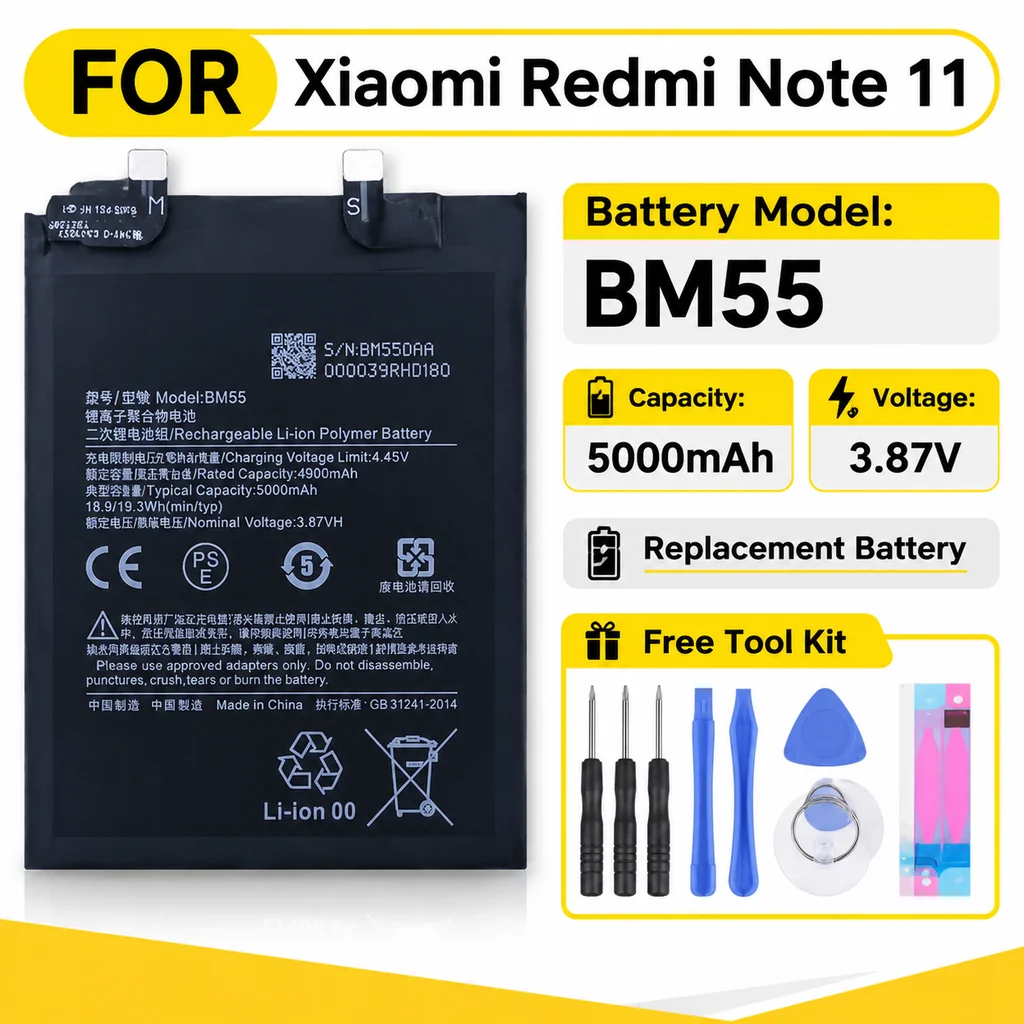 BM55 Replacement Battery for Xiaomi Mi 11 Ultra Smartphone, Built-In Rechargeable Phone Battery Replacement