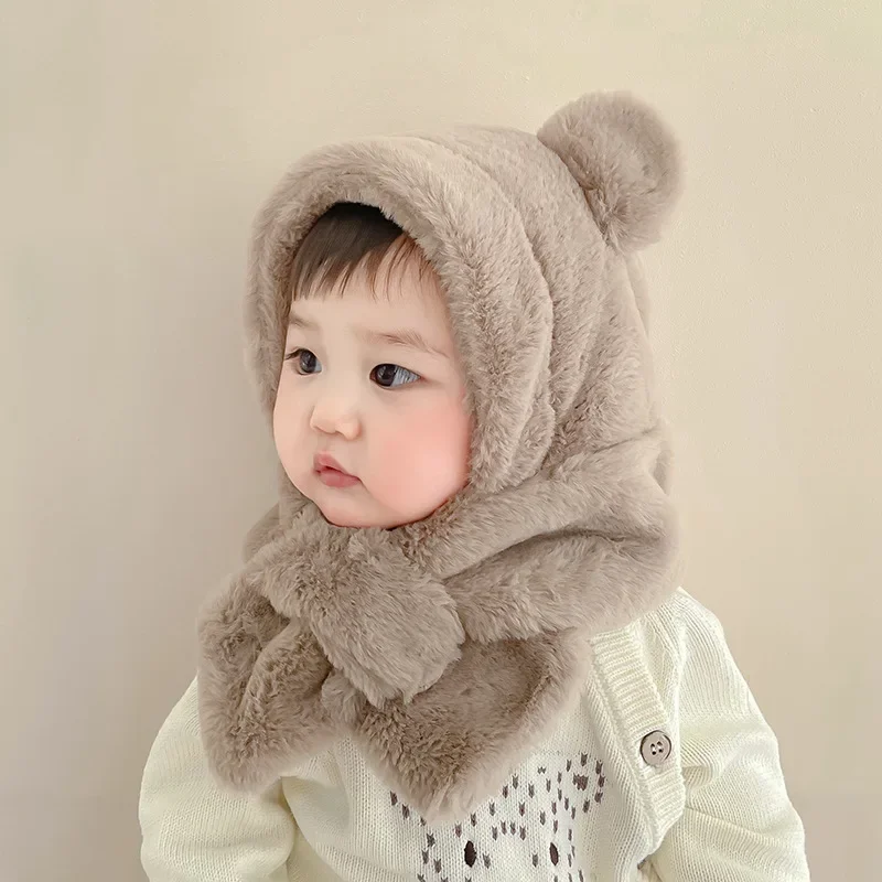 

Baby Hat One Piece 6 Months 1 Year 2 Years Little Baby Bear Hat Scarf Winter Thick Hat for Boys and Girls Infant Toddler Hats