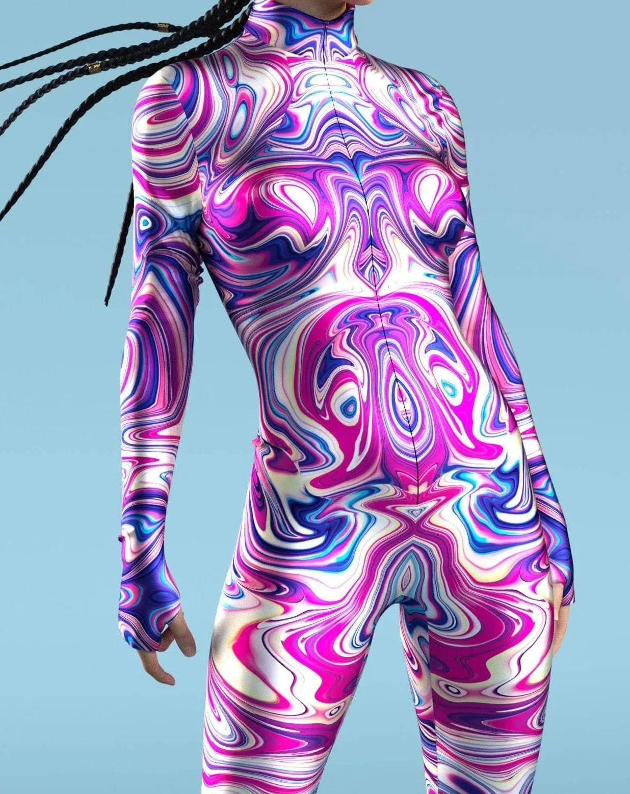 Bunter Regenbogen Abstrakte Geometrie Aerial Yoga Anzug Damen Enger Jumpsuit Karneval Urlaub Party Cosplay Kostüme Ausgefallener Bodysuit – Detail 12