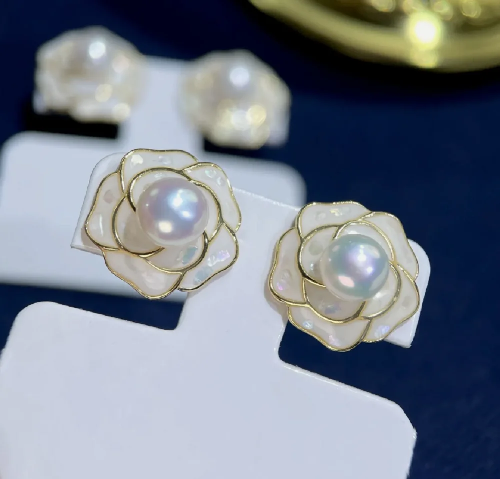 Boucles d'Oreilles en Perles Blanches Rondes, Magnifique, AAA, Japon, Akoya, 8-9mm, 925s, 9-10mm, 10-11mm, 11-12mm, 12-13mm