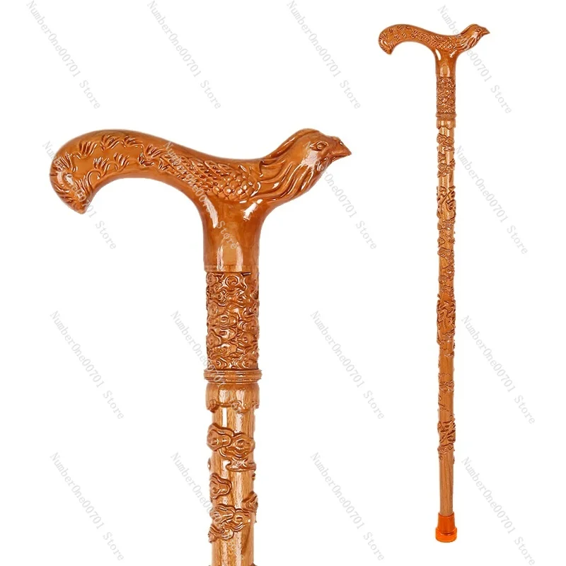 Elderly Non-Slip Solid Wood Walking Stick Elderly Lightweight Cane Wood Walking Aids Wooden Crutch