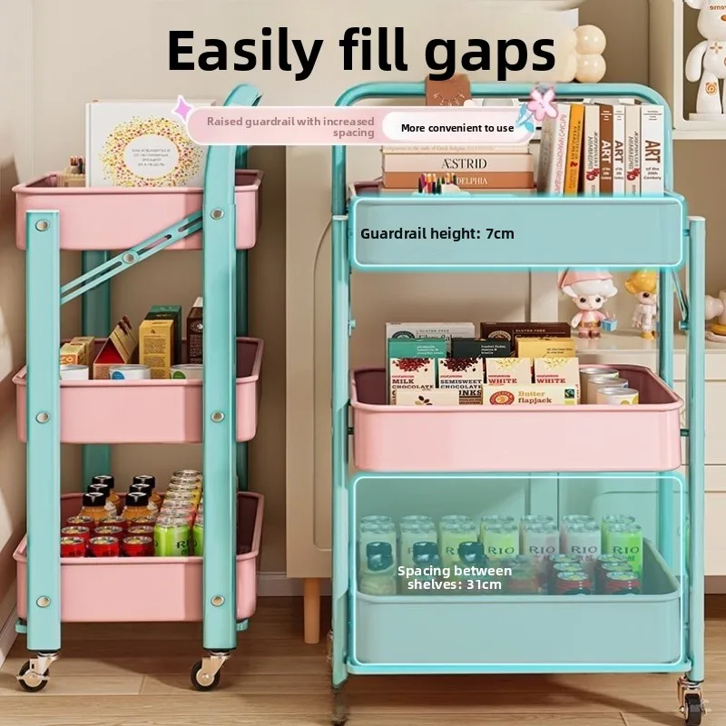 dopamine-stackable-hand-push-cart-mobile-snack-storage-rack-kitchen-bedroom-toy-storage-shelf-foldable-modern-simple-carbon-s