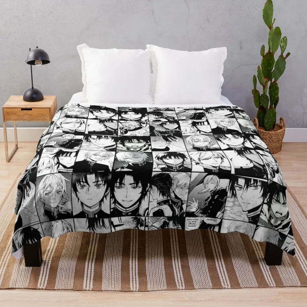 

Shinya Hiragi and Guren Ichinose - manga collage Throw Blanket Decoratives Decorative Throw Blankets