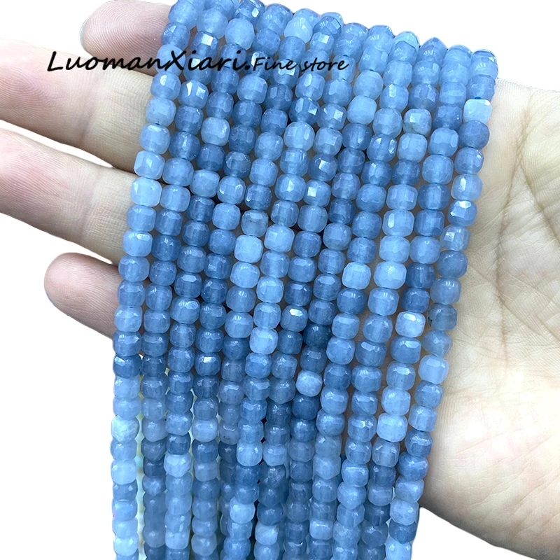 

5x5 мм граненый квадратный натуральный камень серый синий ангелит халцедон свободные бусины-разделители для изготовления ювелирных изделий Diy аксессуары для браслетов