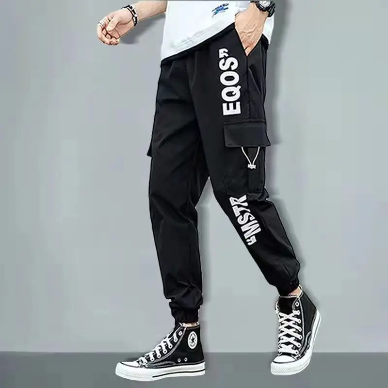 Klassische Streetwear Lässige Herren Jogginghose mit Bändern Schlanke Passform Frühling Cargohose mit Mehreren Taschen Modische Damenhose – Detail 12