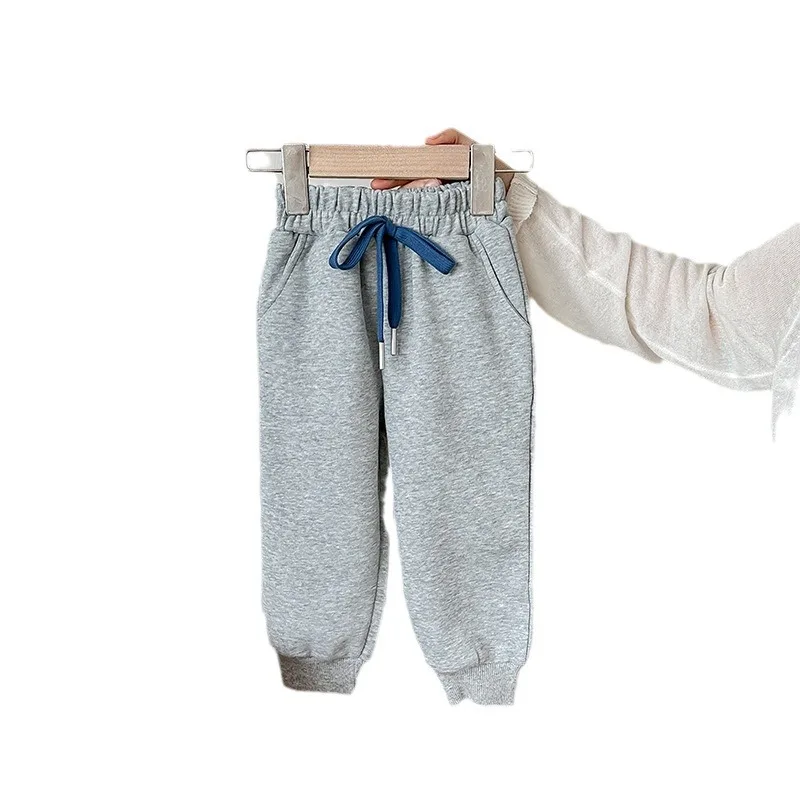 Ropa para niños, pantalones de chándal cómodos a la moda, pantalones deportivos informales sueltos de Color sólido para primavera y otoño, novedad de 2024