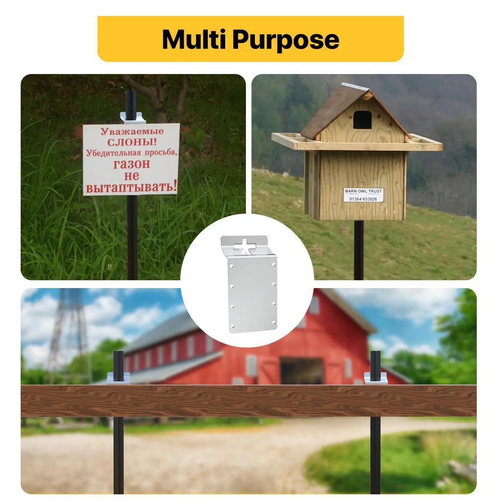 Brackets For Fence Post Weather-Resistant Adjustable Anti-Tip Stand Signs Post Mount Bracket For Outdoor Backyard Porch Signs