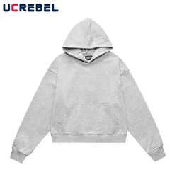 Solid Color Casual Long Sleeve Sweatshirts Mens Autumn Loose Simple Drop Shoulder Hoodies Men