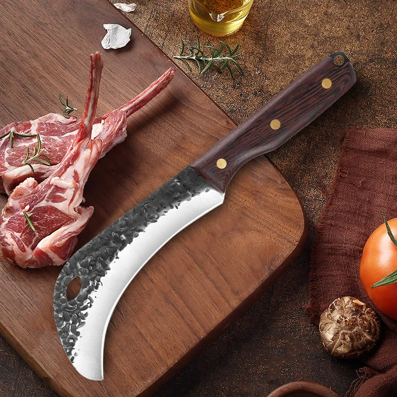 

Hand Forged Blade Fruit Knife Banana Durian Knife Wood Handle Boning Butcher Pineapple Knife Household Barbecue Utility Knives