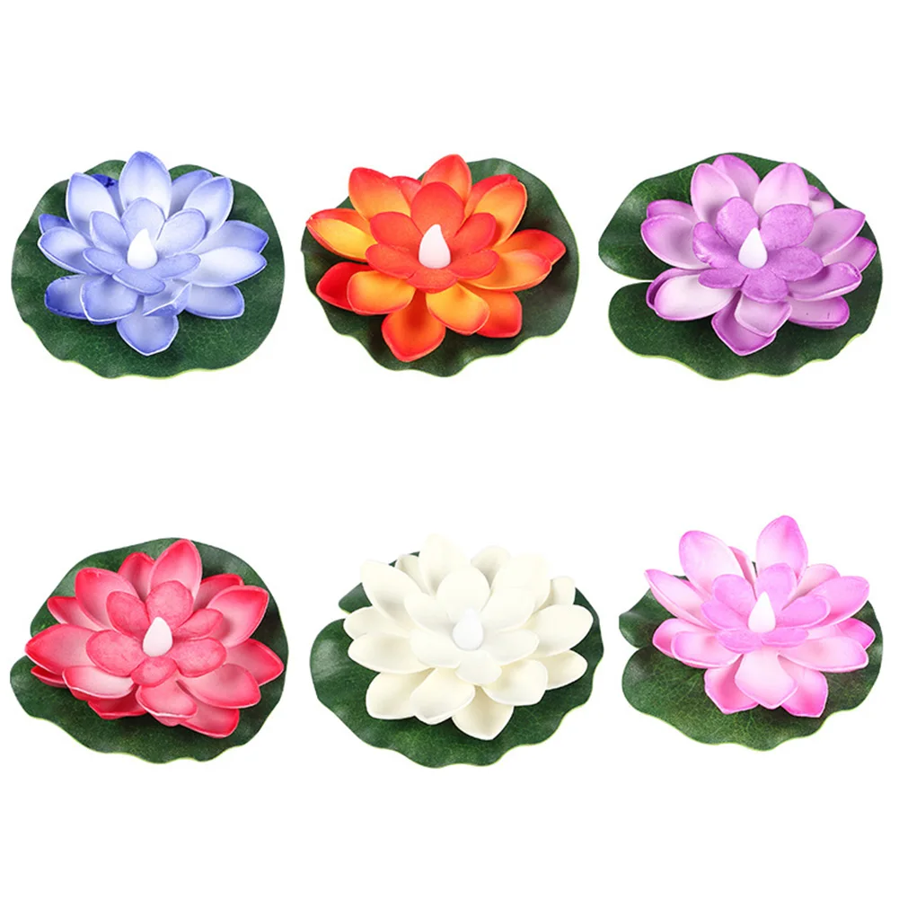 LED Colorful Lotus Lantern Floating Pool Light Electronic LED Lifelike Floating Lamp Funny Lotus Pool Lamp for Pond River Garden