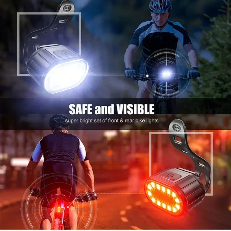 Cycling Bicycle Front Rear Light Bike Rechargeable Headlight MTB Waterproof Taillight Bicycle Accessories Night Riding Safety